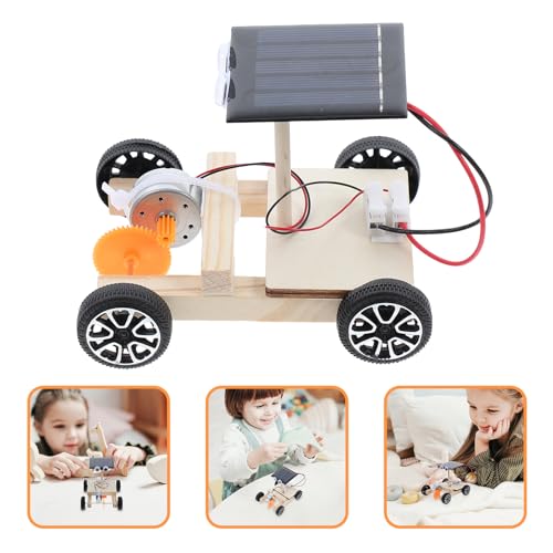 UPKOCH Solarauto Selber Bauen Projekte Stemmen Solarbetriebenes Auto Elektronik-kit 3D-Puzzle-Spielzeug Holz Elektroauto Holz Montage Solarauto Modell Kind Handbuch Kleine Produktion