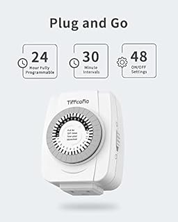 TiFFCOFiO Indoor Mechanical Outlet Timer, 3 Prong Timers for Electrical Outlets, 24-Hour Programmable Plug in Christmas Light Timer, ETL Listed (2 Pack)