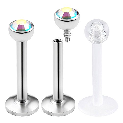 3pcs 16 G 5 /16���u���b�g�X�^�b�h���b�v�����OSnake Bite Conch Forward�点�񃂃����[�g���K�XDahlia�}�����������IThreaded Pick�J���[