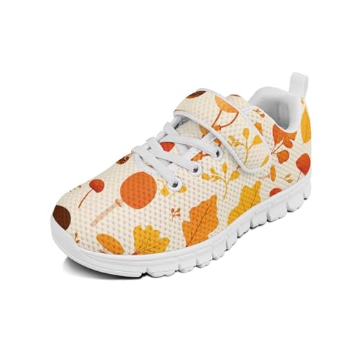 Little Kid Boys Girls Lightweight Breathable Sneakers Strap Athletic Tennis Shoes for Running Walking Maple Leaf Pattern