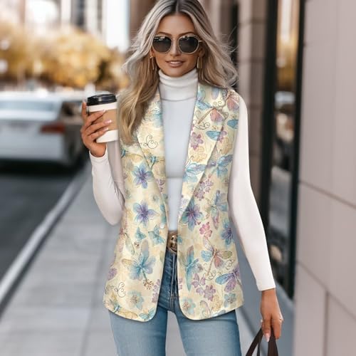 Womens Vest Blazer Sleeveless Vest for Ladies Work Lapel Collar Jacket Coat Casual Loose Long Blazer Jackets3