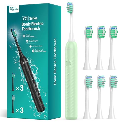 Brosse à Dents éLectrique pour Adultes Avec 6 TêTes de Brossage, Brosse à Dents Sonique...