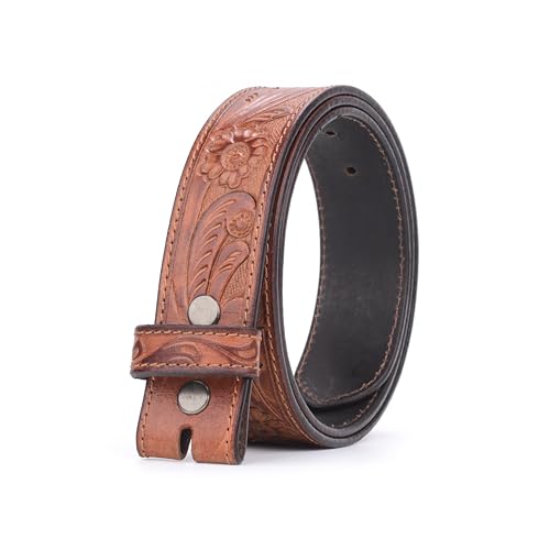 RESISTANCE Genuine Full Grain Leather Western Belt Strap 1-1/2"(38mm) Wide With Free Buckle2