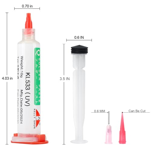 Image of KL-533 No Clean Soldering Flux & Solder Wick,Soldering Flux For Electronics Soldering 10ML /Bottle (2 PACK), 4.9Ft Desoldering Wick (1 PACK)