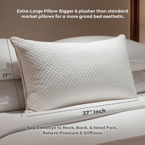 Image of AYKA Super Soft Microfiber Bed Pillow | Virgin Fiber Filled Plush Pillow | Adequate Firmness & Neck Support | Hypoallergenic, Washable | Ideal for Side, Back & Stomach Sleepers | White | Pack of 2