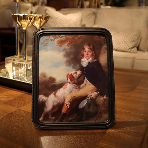 SYLVIA'S SHOP 8x10 Vintage Picture Frame, Antique Black Grey Ornate Photo Frame, for Tabletop and Wall Display, Retro Home Decor, Old Fashioned Photo Gallery Art