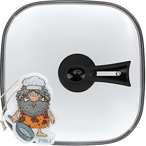 Foli Square Glass Lid 12'', Clear Tempered Glass Vented Square Pan Lid, Replacement Cookware, Frying Pan Cover With Free Standing Knob,1Pack, Comes With A Wood Pulp Cotton Scrubber #TOP1