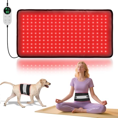 Rote Licht Matte für den Körper mit 210 LEDs 80x36cm Rotlicht Taillenband 660nm & 850nm rotem & nahinfrarotem Licht 5 Helligkeitsstufen 9 Zeiteinstellungen für Beine Rücken Taille Schul