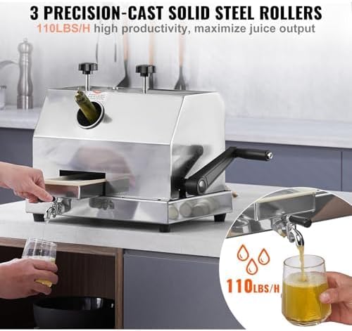 Commercial Sugar Cane Juicer Machine with Stainless Steel Drums, Large Inlet, 110 LBS/H for Hotels, Restaurants and Supermarkets - Image 3