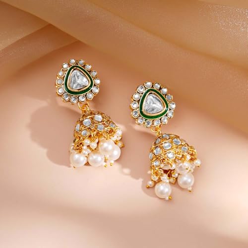 Image of Rubans Necklace Maangtikka Set Gold Plated Kundan & Pearl Jewellery Gift for Women & Girls