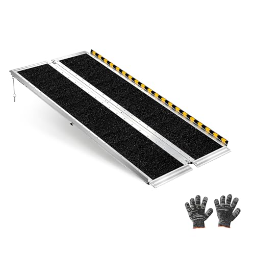 VEVOR Rampa para Silla de Ruedas Plegable de Aluminio 1520 x 745 mm, Rampa de Umbral Antideslizante con Capacidad de Carga 362,9 kg para Puertas, Entradas, Escaleras, Andadores, Scooters y Uso Diario