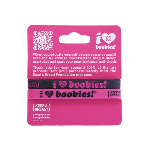 Keep A Breast The i love boobies! Mini Fuschia Black Bracelet Pack4