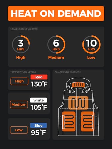 ORORO Men's Heated Down Vest with Detachable Hood, 4 Heat Zones, Blue, One Size2