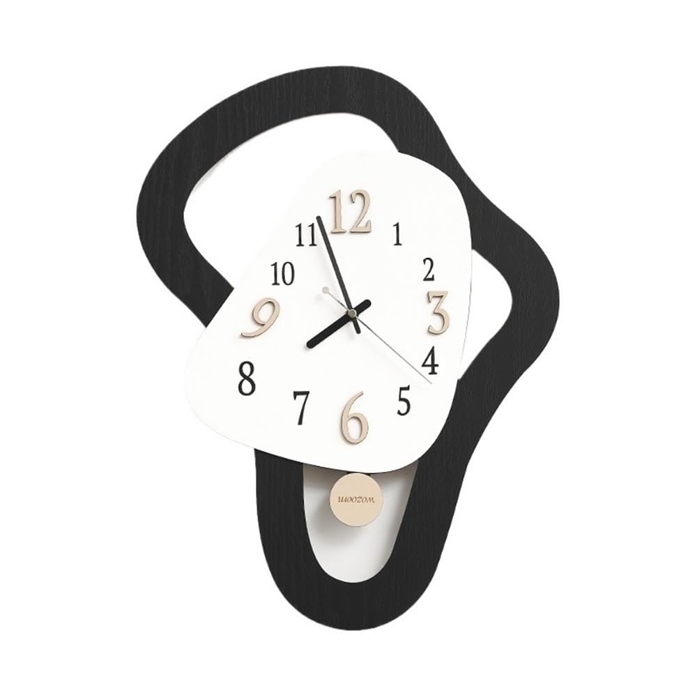 Horloge murale numérique quartz 36x48 cm grand format noir pour salon et déco cuisine