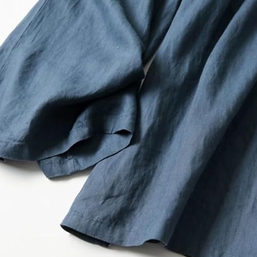 Womens Culottes Linen Wide Leg Elastic Waisted Pants Casual Summer Loose Fit Palazzo Trousers with Pockets3