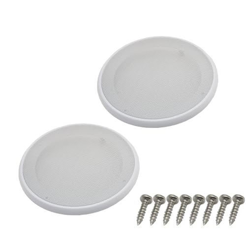 OZXNO 2pcs Round Ceiling Speaker Grill Covers for 6.5 Inch Speaker with Screws(White)