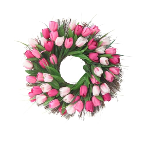 Cabilock finta ghirlanda di tulipani ghirlanda di fiori artificiali fiori finti primaverili decorazioni floreali lux decorazioni matrimonio ghirlanda nuziale ghirlanda di stoffa Bambù rosa