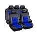 Produktbild AUTO HIGH Auto-Sitzbezüge Set Universal - Schwarz Auto-Schonbezüge für die Vordersitze & Rückbank mit Airbag - Kunsleder Autositz Schutzbezug Komplett-Set, 11-teilig, TY1832 Schwarz & Blau