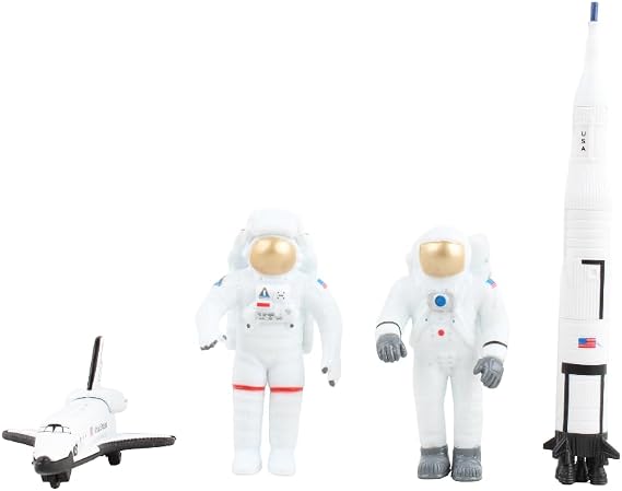 Space Adventure 4-Piece Astronaut and Spacecraft Die-cast Metal Space Shuttle Fun Toys and Collectibles Perfect for Ages 3+