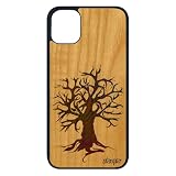 utaupia - Cover per Apple iPhone 11 Pro Max in legno naturale silicone pittura albero ecologia Foret Zen originale giallo TPU 128 GB di vita nero ecolo