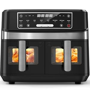 Air Fryer Double Compartiment OQCSUAT - Friteuse 10L 2600W 8 Programmes