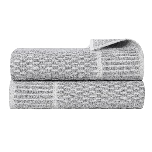 Drap de bain coton mélangé gris serviette de douche séchage rapide lot de 2