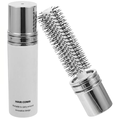 Veemoon Portable Retractable Travel Hair Brush Small Round Hairbrush Blow Drying Curling Brush Anti Tangle Mini Hairbrush for Bangs and Short Hair Styling Pocket Brush for Women on the Go (White)