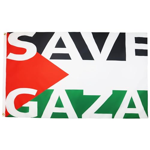AZ FLAG - Bandiera Palestina Save Gaza - 3x5 Ft - Bandiera palestinese in poliestere 100D con due occhielli in metallo - Resistente allo sbiadimento - Colori vivaci - 3' x 5' piedi - 150x90 cm