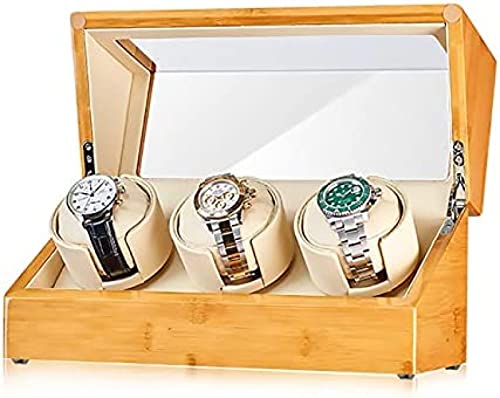 Soporte De Reloj Enrolladores De Relojes – Enrollador De Reloj De Bambú Agitador De Reloj Automático Caja De Almacenamiento De Reloj Placer Giratorio con Control De Acceso Dispositivo De Rel