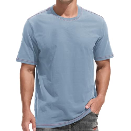 Herren 100% Baumwolle 250GSM Heavyweight T-Shirt – Dickes,Angerauter Stoff, weich & bequem. Mit Kontrastnähten.