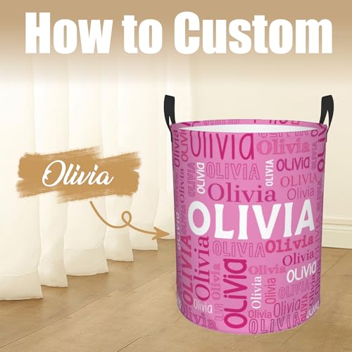 Image of Custom Name Laundry Hamper, Personalized Laundry Basket with Name for Boys Girls Kids Men Women, Customized Name Dirty Clothes Basket Gifts for Clothes Toy Bathroom Bedroom Laundry Room Dorm