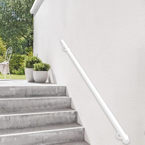 Rampes d'escalier en fer forgé contre les chutes : main courante blanche réglable