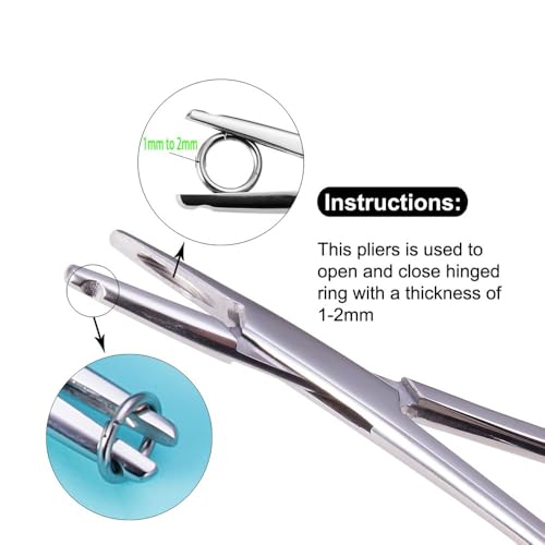 DJCIW 7" Ring Opening and Closing Pliers, 2 in 1 Rings Pliers Tool for Piercing Jewelry CBRs Opening Captive Bead Segment Rings Small Stubborn Hoops Nose Rings Clicker Rings by DJCIW - Used condition - Image 2