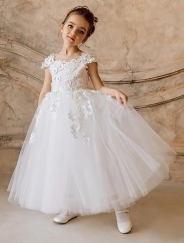 Lace Tulle Flower Girls Dresses for Wedding Junior Bridesmaid Dresses Princess First Communion Dress PT1152