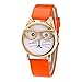 TianWlio Binäre Armbanduhr Wasserdicht Katze Zifferblatt Geschenk schöne Mode mit Brille Uhrenarmband Quarz Damen Damenuhr Uhrenarmband Für Damen Holzwerk (Orange, One Size)