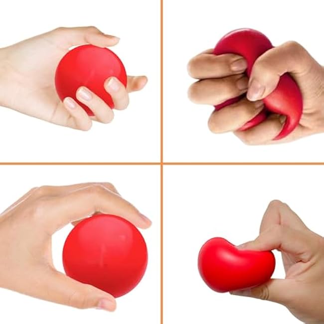 Hand Exercise Ball - Soft Grip Strengthening Massage Ball | Hand Squeeze Ball | Stress Ball | Round Grip Ball | Finger Sports Ball | Massage Grip Strength Hand Ball for Adults | Kids | All Ages
