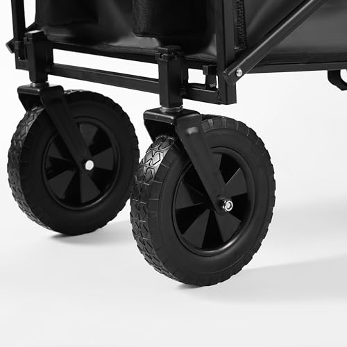 Black Heavy Duty Foldable Garden Festival Trolley Camping Folding Cart Wagon Truck Wheelbarrow Small & Large (Large) 5 Black Heavy Duty Foldable Garden Festival Trolley Camping Folding Cart Wagon Truck Wheelbarrow Small & Large (Large) - Image 5