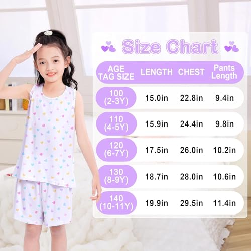 MHJY Toddler Girls Pajamas Sleeveless Pajamas for Kids Soft Tank Top & Shorts Girls Pajama Set3