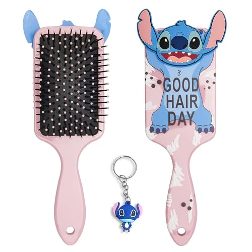 Cute Stich Professional Detangling Hair Brush for Wet and Dry Hair Pink Cartoon Design All Hair Types The best gift for girls