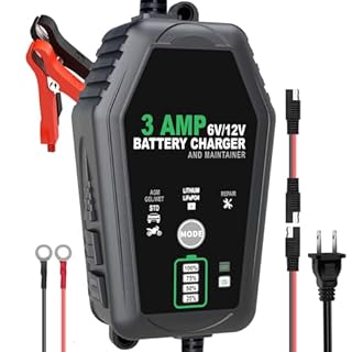 Chargeur de batterie 6 V/12 V, mainteneur de batterie, chargeur intelligent entièrement automatique 3 A, chargeur de batterie au plomb-acide au lithium LiFepo4 à 6 volts et 12 volts, désulfateur pour