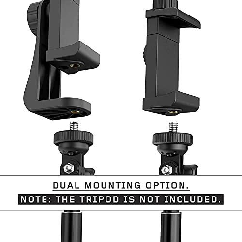 Image of 360 Degree Cell Phone Holder with Adjustable Clamp | Phone Tripod Mount Adapter Compatible with Smartphones & All Types of Tripods - Black