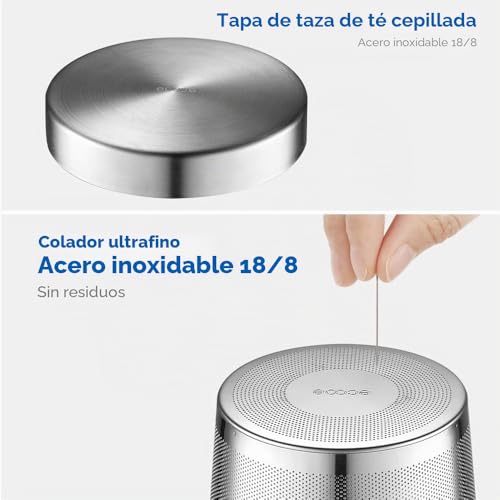 Miniatura 3 de Ecooe - Taza De Cristal Con Colador Metálico Para Té Borosilicato, 450 Ml