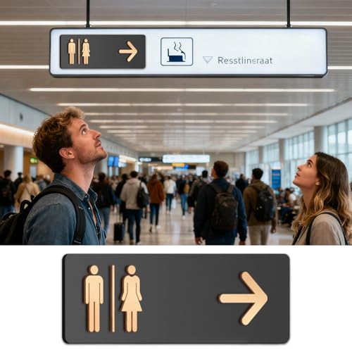 Plaque de signalisation en acrylique pour toilettes | Panneau d'adresse 30x10cm - 2