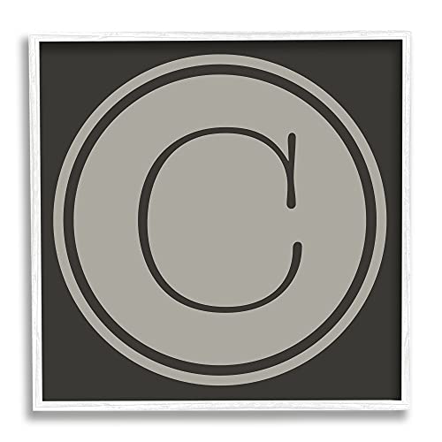 Stupell Industries Modern C Initial Circular Shape Elevator Key Framed Wall Art
