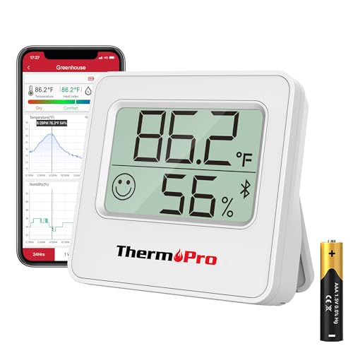 ThermoPro TP357 Digital Hygrometer Indoor Thermometer of 260FT, Bluetooth Thermometer Humidity Meter with Smart App, Room Thermometer Humidity Gauge with Temperature Humidity Sensor