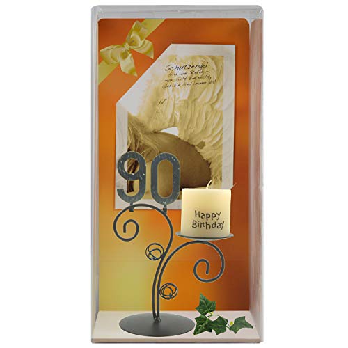 SünGross Leuchter aus Metall mit Wunschzahl und Kerze Happy Birthday in Geschenkbox zum 90. Geburtstag Cover