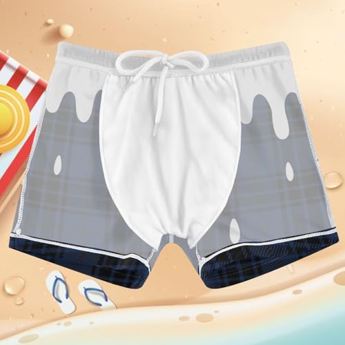 Boys Swim Trunks Quick Dry Bathing Suit Milk Ice Cream Navy Toddler Swim Shorts Boardshorts Swimwear 3-104