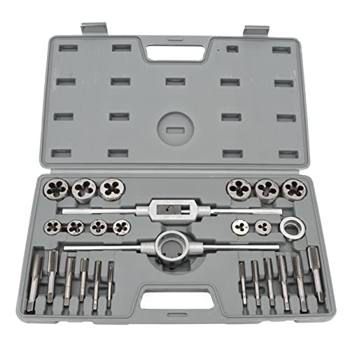 27PCS Tap and Die Set, Standard Metric Tap and Die Set M5-M16 with Accessories and Storage Case, Thread Repair Kit for Cutting External and Internal Threads