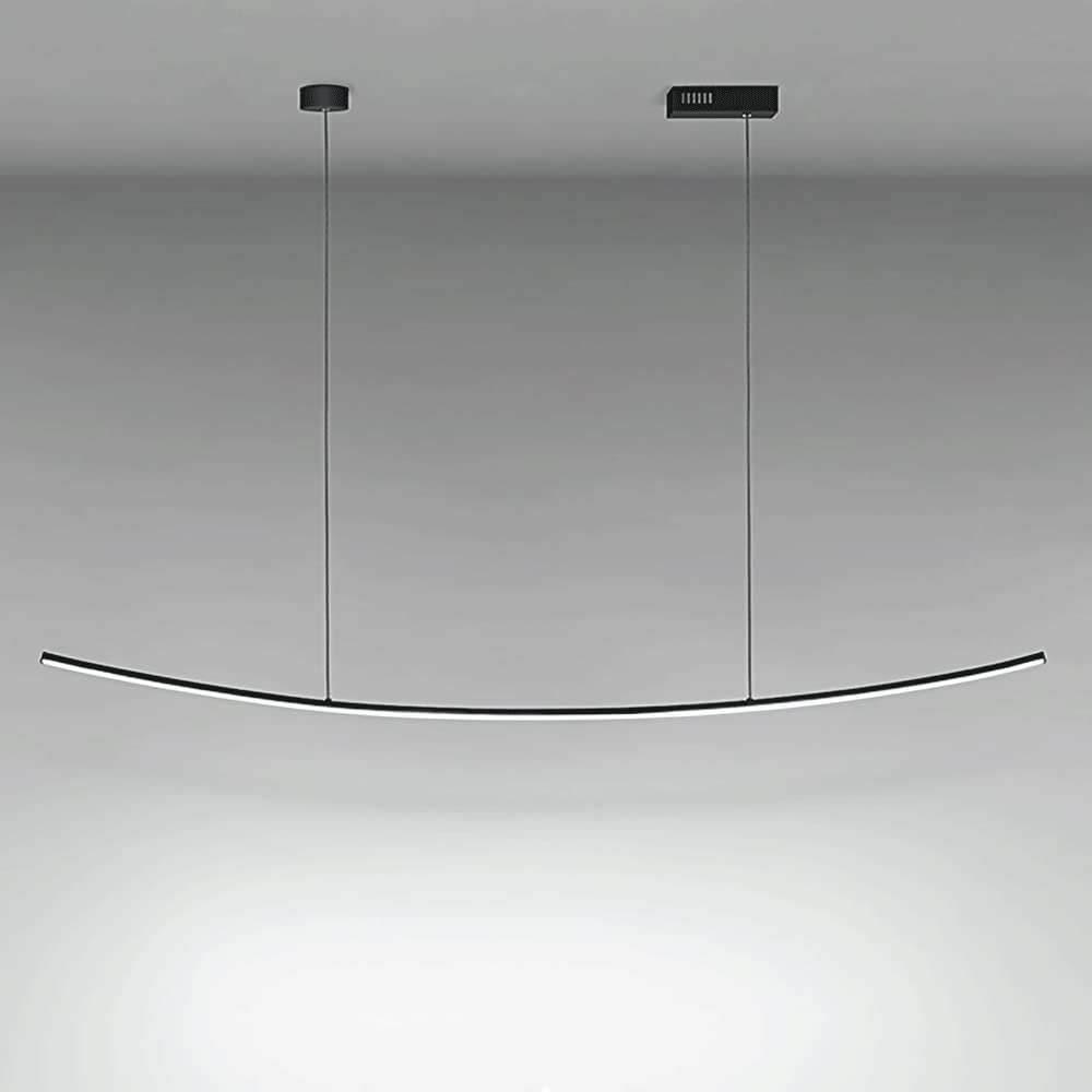 Lustre LED moderne 6000K : suspension linéaire mince en silicone et métal