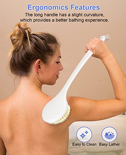 HORJOR Back Shower Brush With Long Handle, 38CM Soft Exfoliating Back Scrubber for Wet & Dry Brushing, Suitable for Men and Women - Image 7